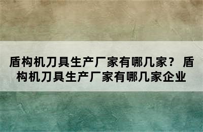 盾构机刀具生产厂家有哪几家？ 盾构机刀具生产厂家有哪几家企业